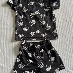 Kids Black Skeleton Hand Pajamas